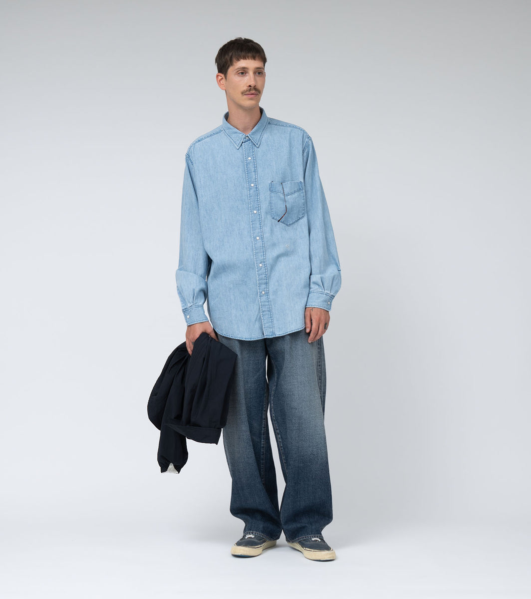 Regular Collar Light Denim Shirt – nanamica NEW YORK Regular Collar Light Denim Shirt – nanamica NEW YORK