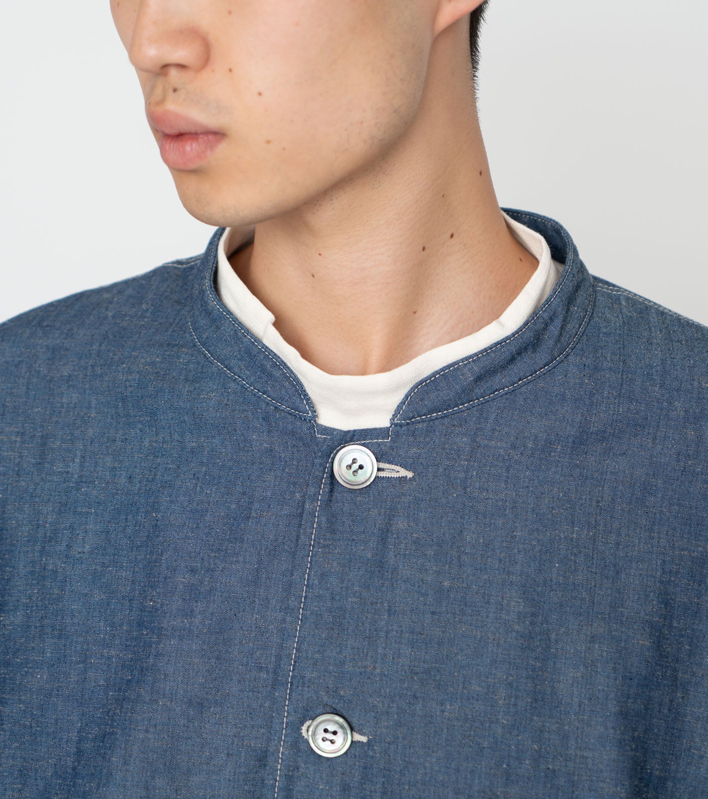 Chambray Band Collar Jacket – nanamica NEW YORK