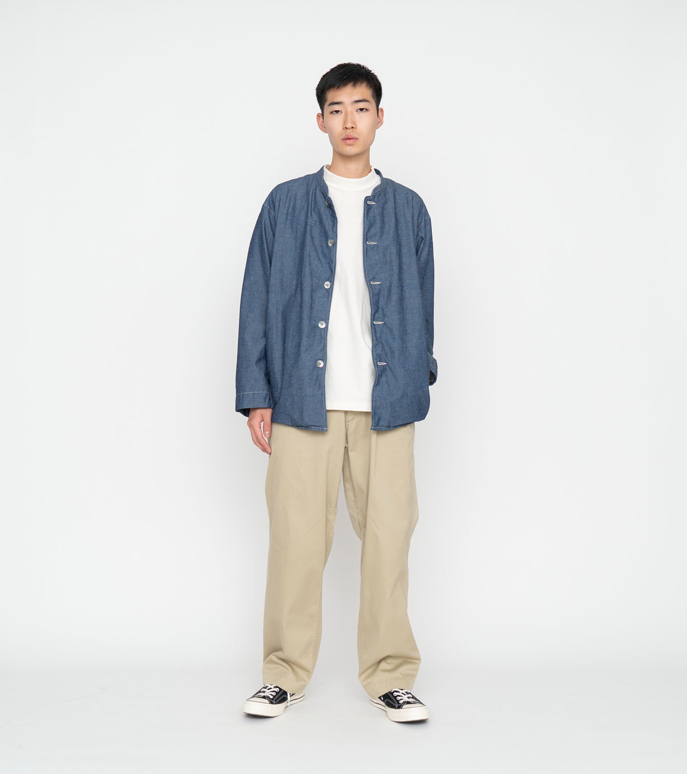 Chambray Band Collar Jacket – nanamica NEW YORK