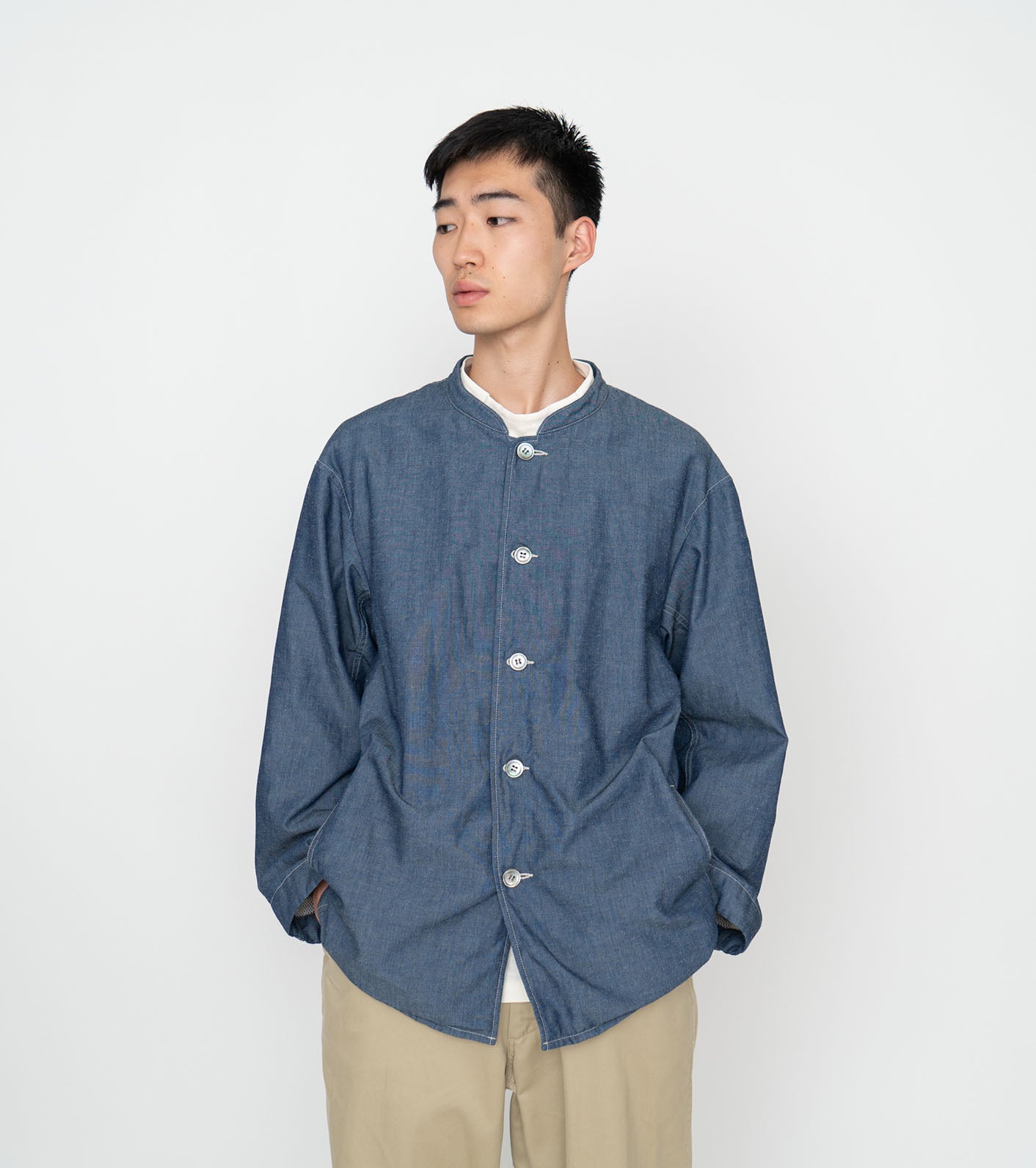 Chambray Band Collar Jacket – nanamica NEW YORK